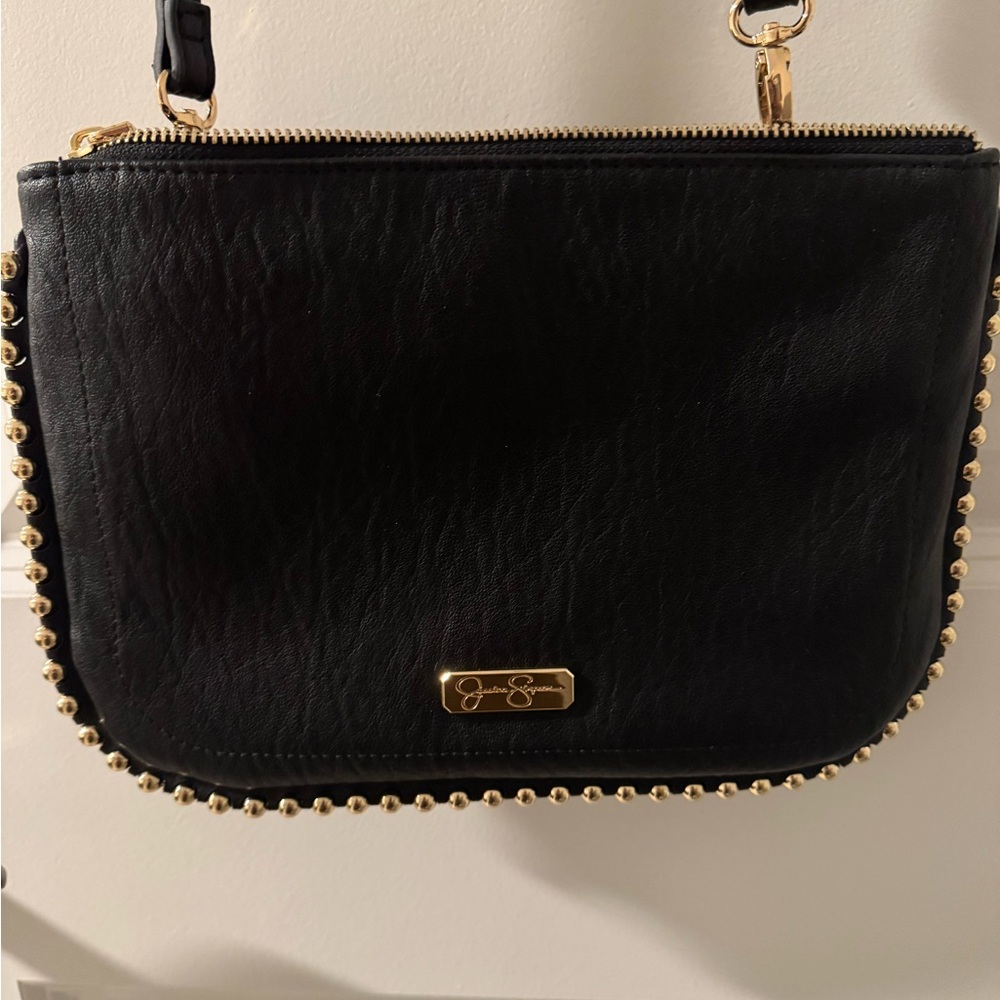 Jessica Simpson Black Crossbody Bag with Gold Accents
